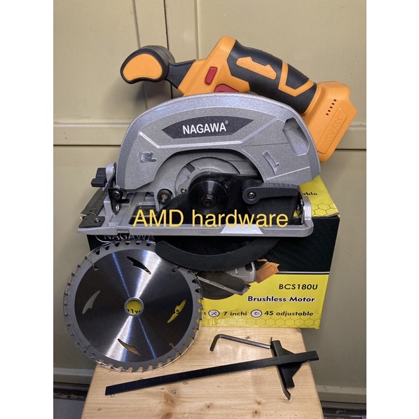 CIRCULAR SAW CORDLESS BRUSHLESS Circle 7 INCHI NAGAWA BCS180U (HANYA UNIT AJA BATERAI CHARGER DIJUAL