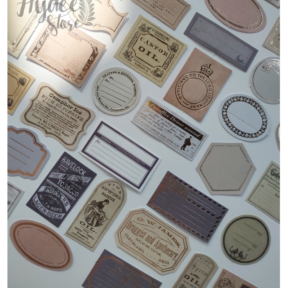 

5pcs / bronzing memo sticker/ vintage journal/ deco sticker/ journal journaling kit/ scrapbook junk journal bullet journal/ jurnal kit