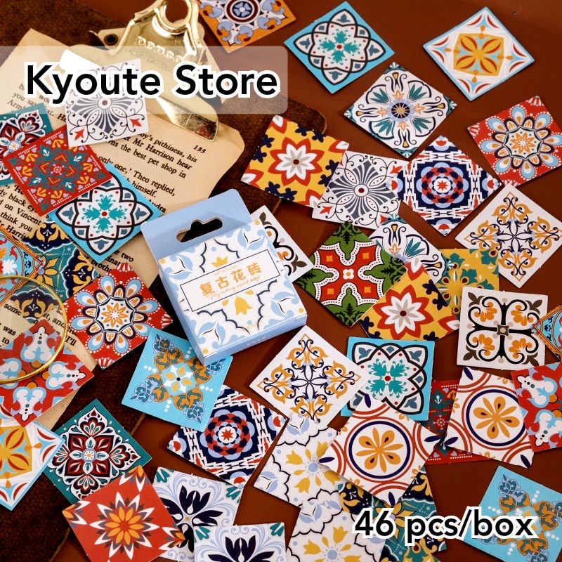 

46 pcs Sticker Dekorasi Beautiful Pattern Flower Scrapbook DIY Bujo Journal Planner Diary Background