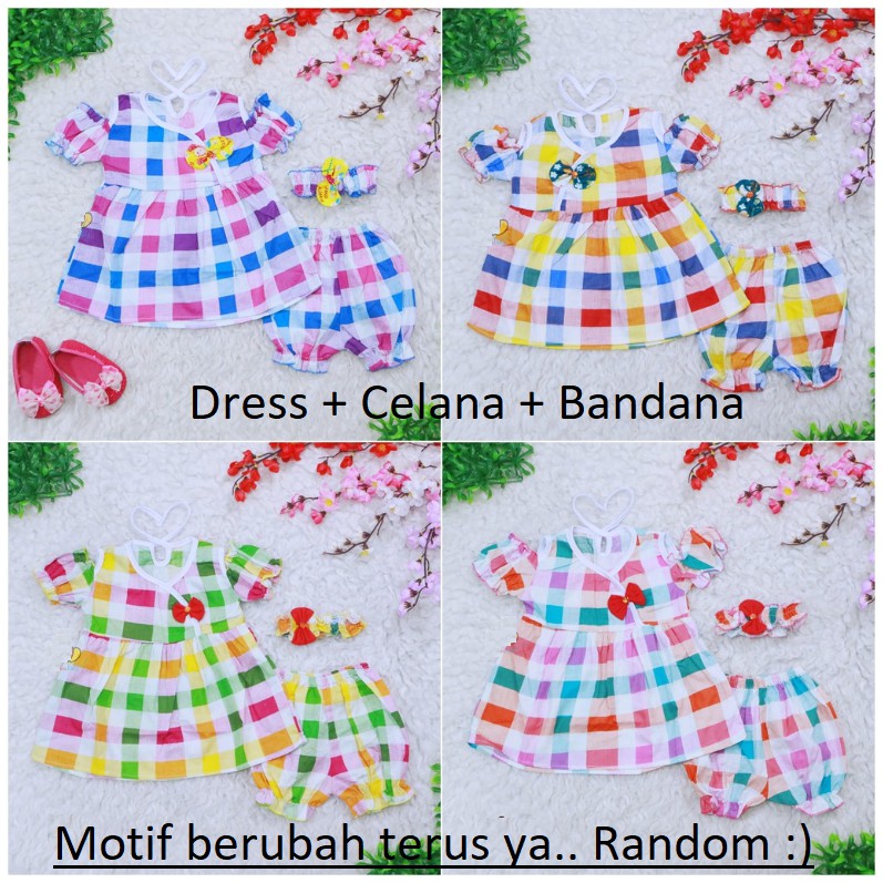 Dress Bayi 0-12 Bulan Murah, Lucu dan Berkualitas Motif Random cherrybabykidsshop LC