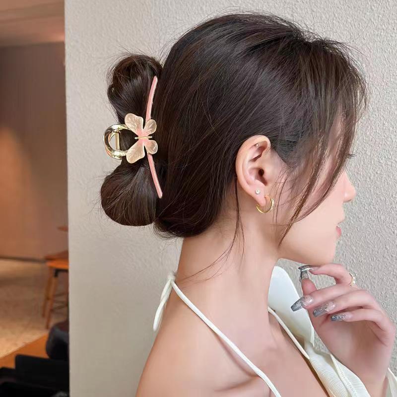 YEEZII Jepit Rambut Bentuk Kupu-Kupu Bahan Metal Warna Solid Untuk Wanita