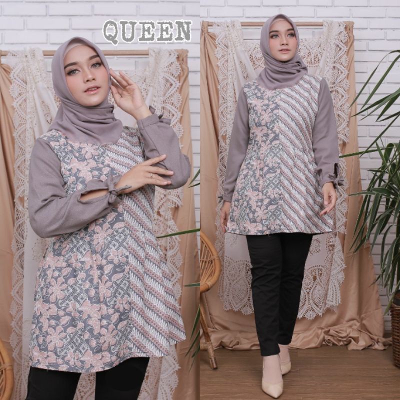 tey-17 Batik wanita ASJ SA HRB026 Kenongo Kemeja Tosca Pendek-LIRIS BUNGGA