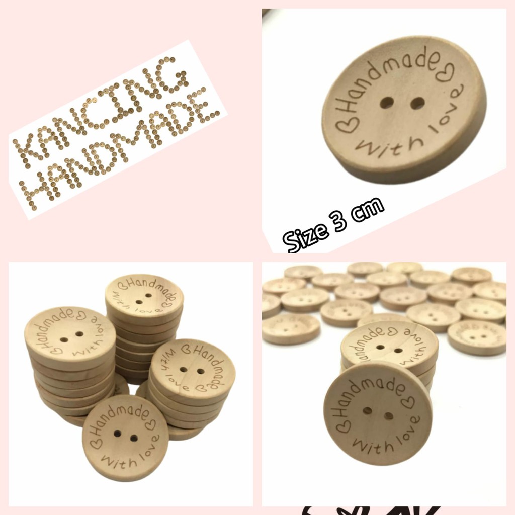 KANCING KAYU MOTIF HURUF HANDMADE DIY | UNTUK DEKORASI PERNIKAHAN 3 CM