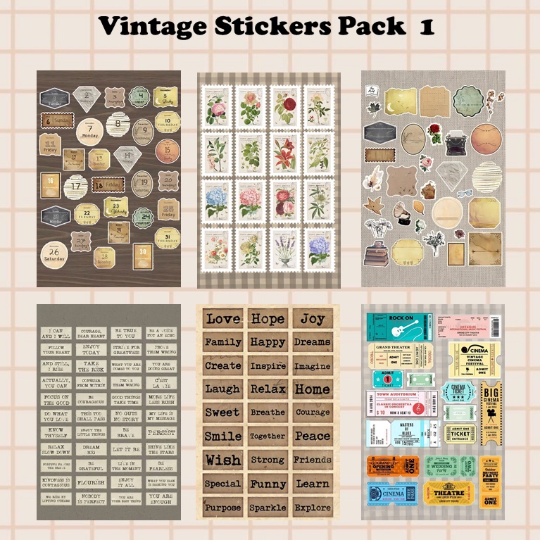 

[PART 1] Vintage Stickers stiker vintage aesthetic estetikstiker murah/stiker lucu