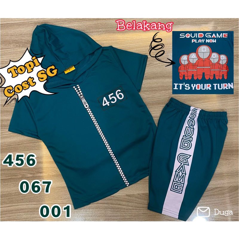 BAJU KOSTUM SQUID GAME ANAK LAKI-LAKI/PEREMPUAN (PENDEK)