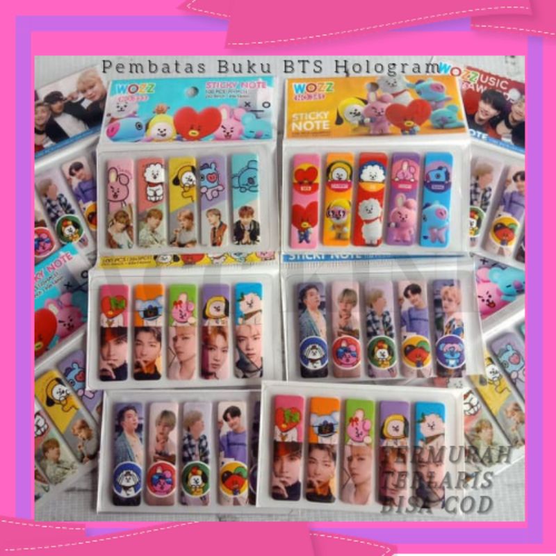 

AccKini - Sticky Note 1 Set Pembatas Buku BTS Hologram isi 100pcs K-POP BT21 BTS MemoStick Termurah