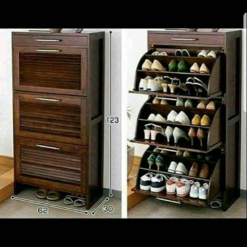 Rak sepatu kayu jati solid asli Jepara