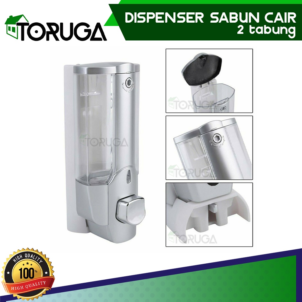 Dispenser Sabun Cair dan Shampo 2 Tabung Touch Soap Dispenser Keylock Sabun Cuci Tangan Cair 2in1