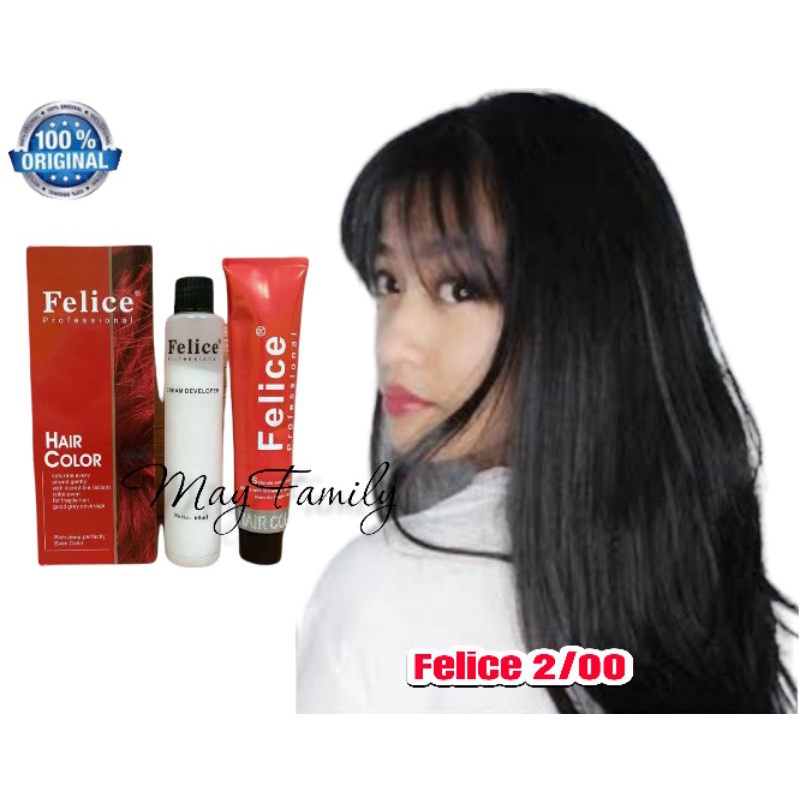 hair color profesional cat rambut Felice No 2.00 natural black