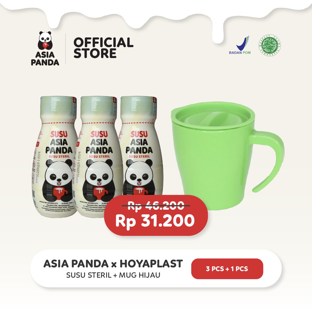 

Asia Panda Susu Steril 200ml 3 Pcs FREE Hoyaplast Mug Hijau 1 Pcs