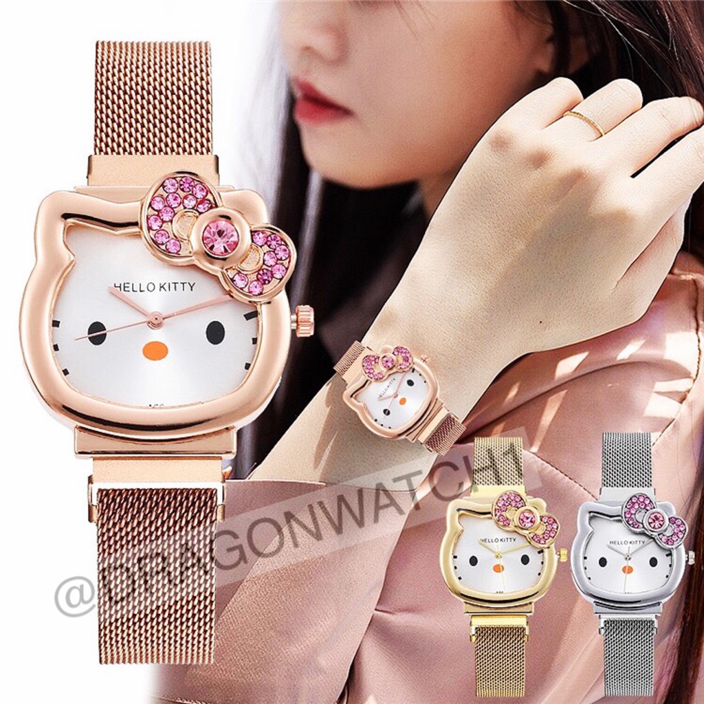 COD✅ Jam tangan wanita rantai magnet Hello Kitty jam HK jam cewek kualitas super watch  S1151