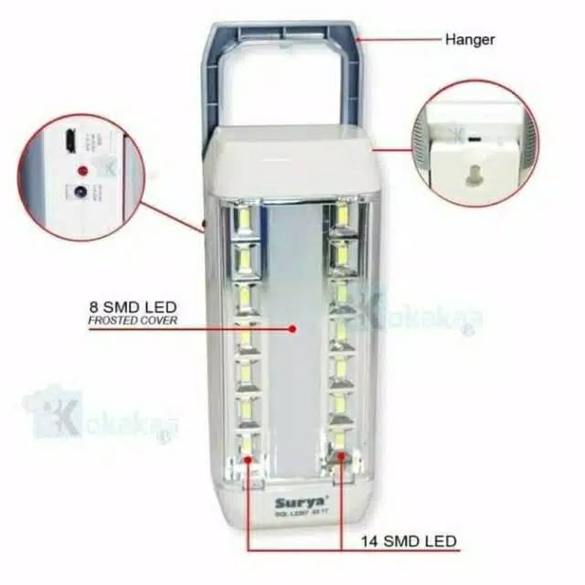 Lampu Emergency Darurat SURYA SQL 2207 - 22 SMD LED - Rechargeable