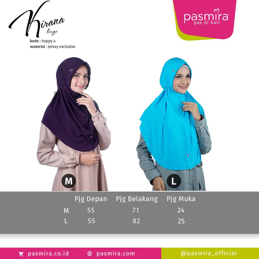[READY] PASMIRA Jilbab Instan HAPPY 4 exclusive SIZE M , L | Murah ORIGINAL