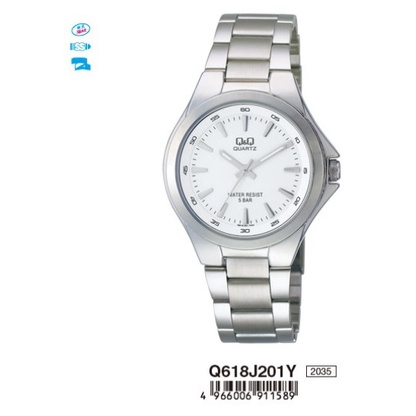 Jam Tangan Pria Classic Casual Business Rantai Stainless Steel Analog Original Q&amp;Q QnQ QQ Q618 Q618J Series