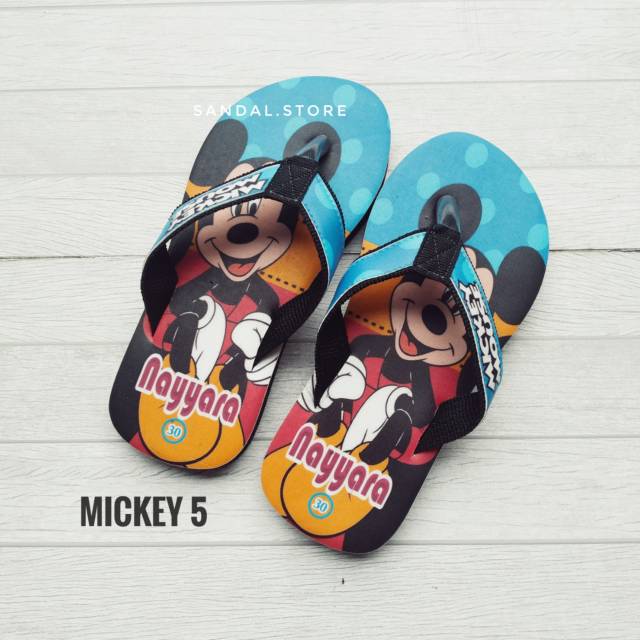 sandal custom nama anak karakter MICKEY MOUSE  Free Custom Suka Suka