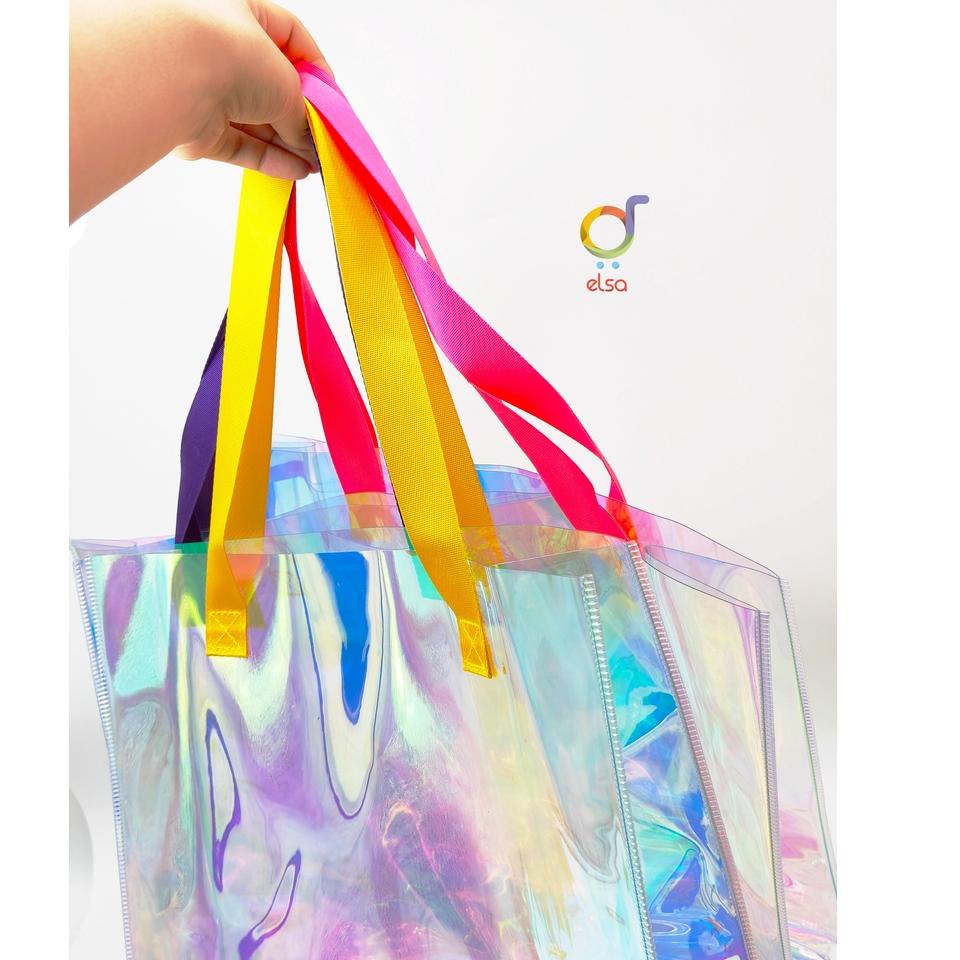 Terbagus.. ELSA TAS TOTEBAG WANITA  SILVER TOTEBAG HOLOGRAM