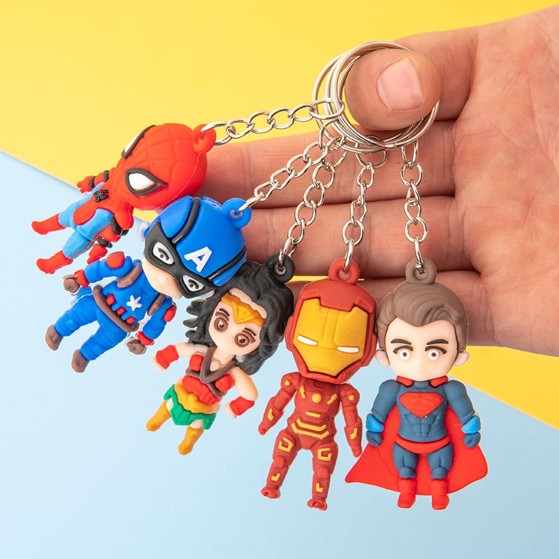 OVERFLOWS.ID Gantungan Kunci 3D Superhero Bocy Ganci Joystick Game Keychain