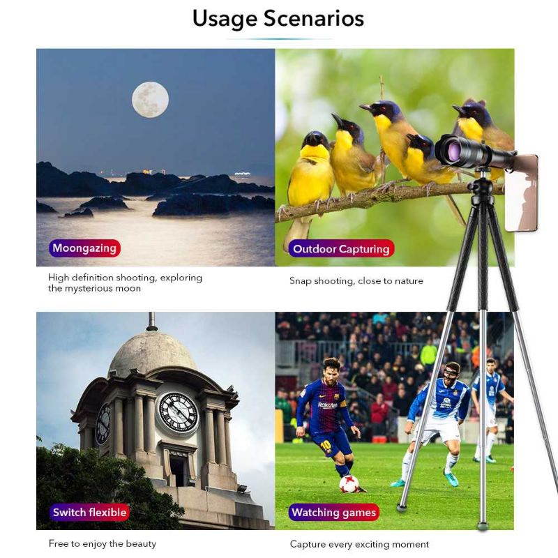 APEXEL Lensa Smartphone Telephoto Lens 60X Tripod Remote APL-JS60XJJ09