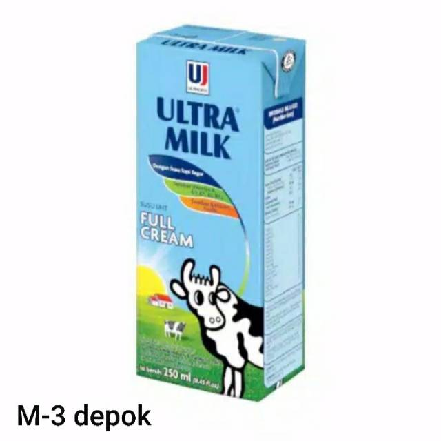 

Susu Ultra full cream ukuran 250 mili isi 24 pcs/1 karton