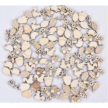 Wooden Mushroom Leaves Ornament (50pcs)