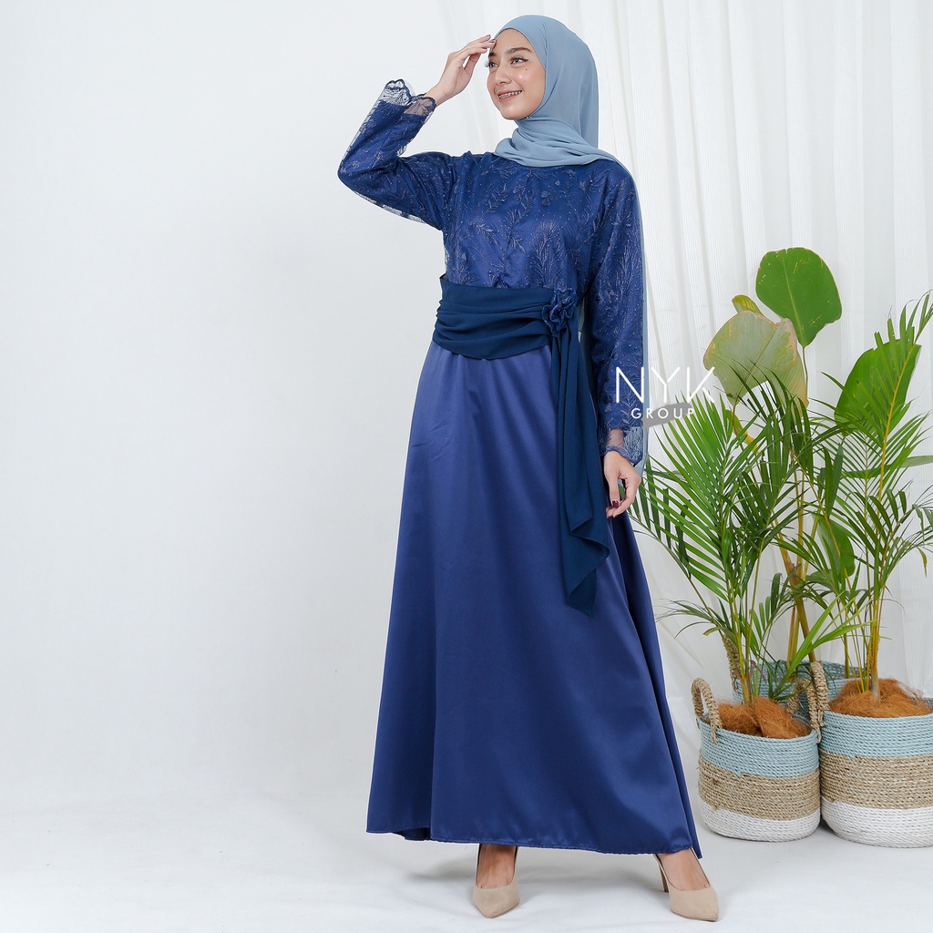 New Collection - Couple Pitaloka Navy - Dress Modern 2022 - Couple Batik Lamaran Terlaris - Couple Pasangan Termurah - Gamis Wanita Muslim - Baju Pesta Seragaman - Dress Terbaru dan Terkini