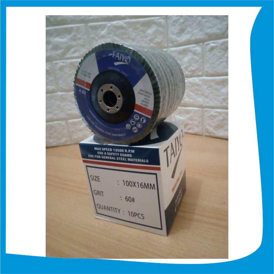 Taiyo mata gerinda amplas susun 4" flapdisk amplas susun slepan amplas 10pcs Grit 60