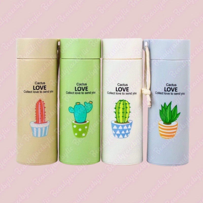 Botol Minum Kaca unik motif cactus