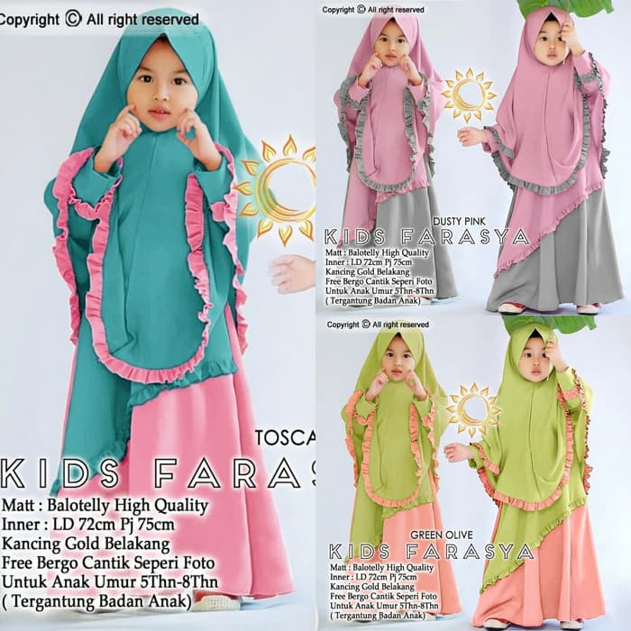 SYAR'I ANAK FARASYA / BAJU NGAJI ANAK KECIL / BAJU MUSLIM ANAK 5 TAHUN