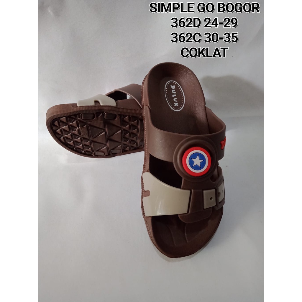 sandal anak usia PAUD umur 3 tahun 4 tahun gambar tameng kapten amerika&amp;hulk bahan halus nyaman dan tidak licin 362D size 24-29