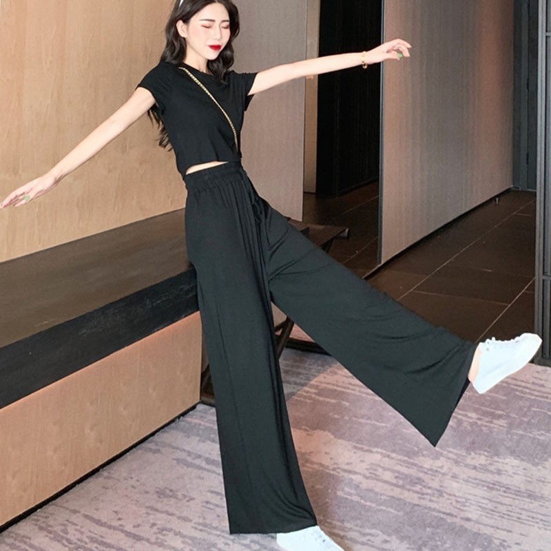 Crop Top + Cullote Wide Leg Pants One Set 1237 (S-XL)