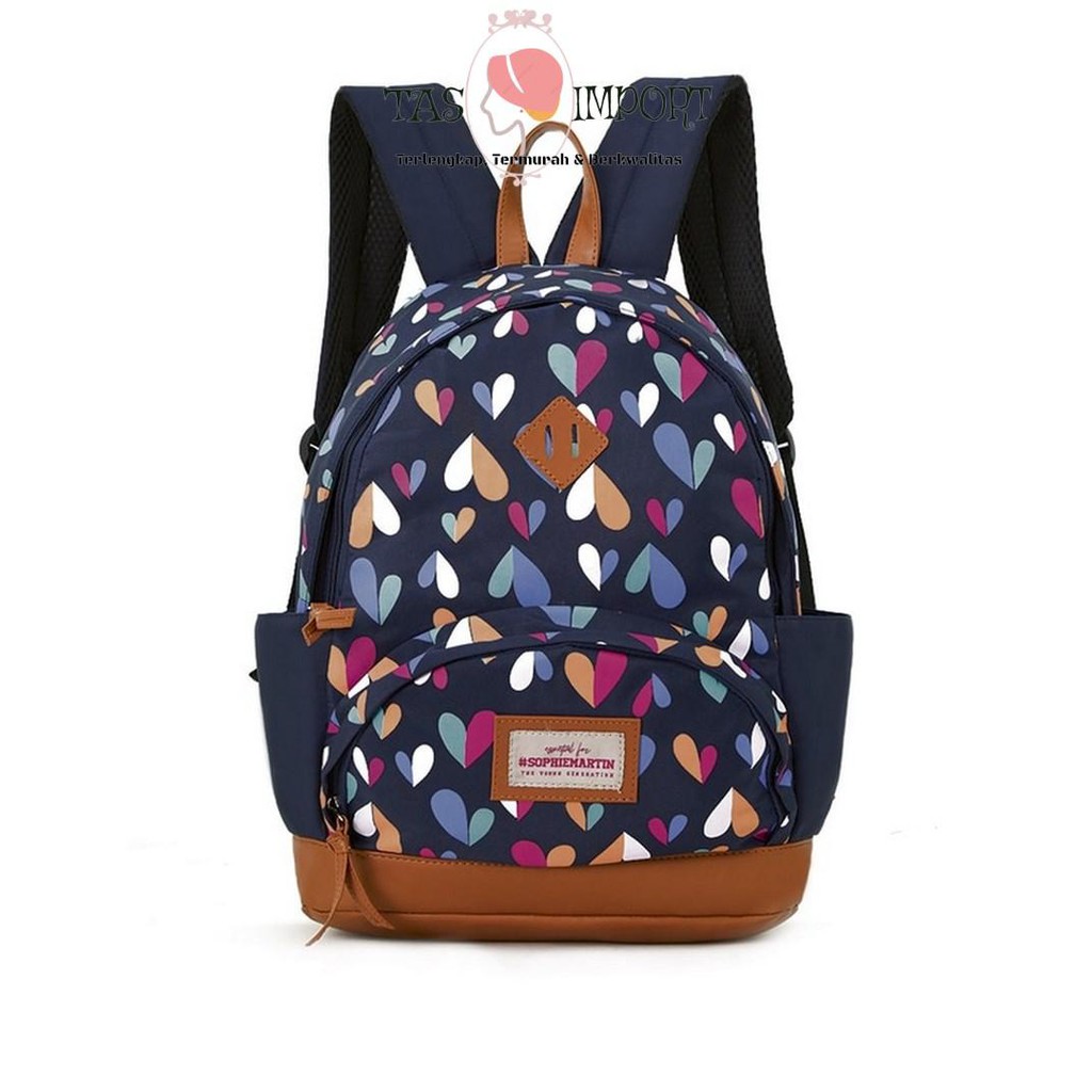 Promo TAS RANSEL WANITA SOPHIE MARTIN REALM T3933M4 HATI BIRU NAVY LV KULIAH