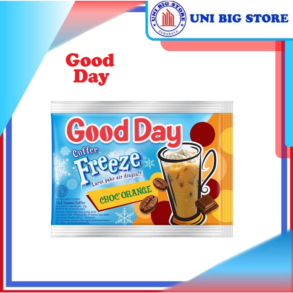 

Good Day Coffee Cool Freeze Choco Orange Sachet 30 gr 10 Sachets Kopi Dingin Rasa Jeruk