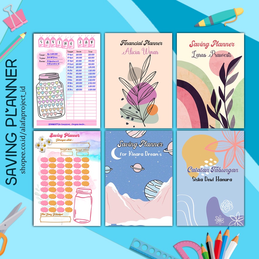 

AlafaProject 01-04 Saving Planner Saving Challenge Saving Tracker Buku Catatan Keuangan Buku Tabungan