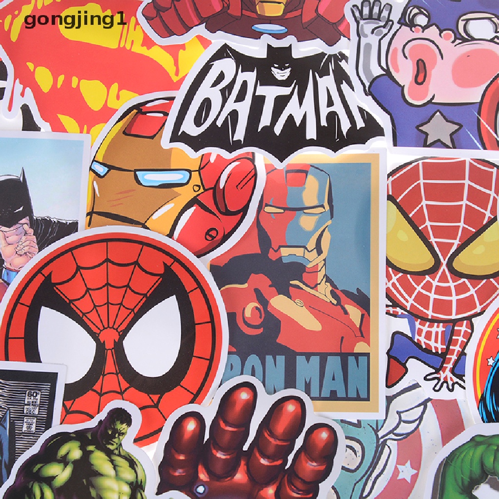 50 Pcs / set Stiker Super Hero Marvel Movies Untuk Skateboard Motor Laptop