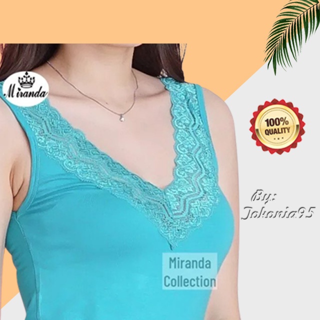 Miranda Tanktop Wanita Premium V-neck Renda - Atasan Wanita / Tanktop Renda