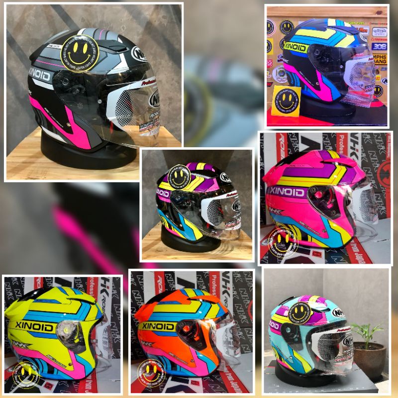 Helm motor half face original nhk r1 xinoid double visor sni