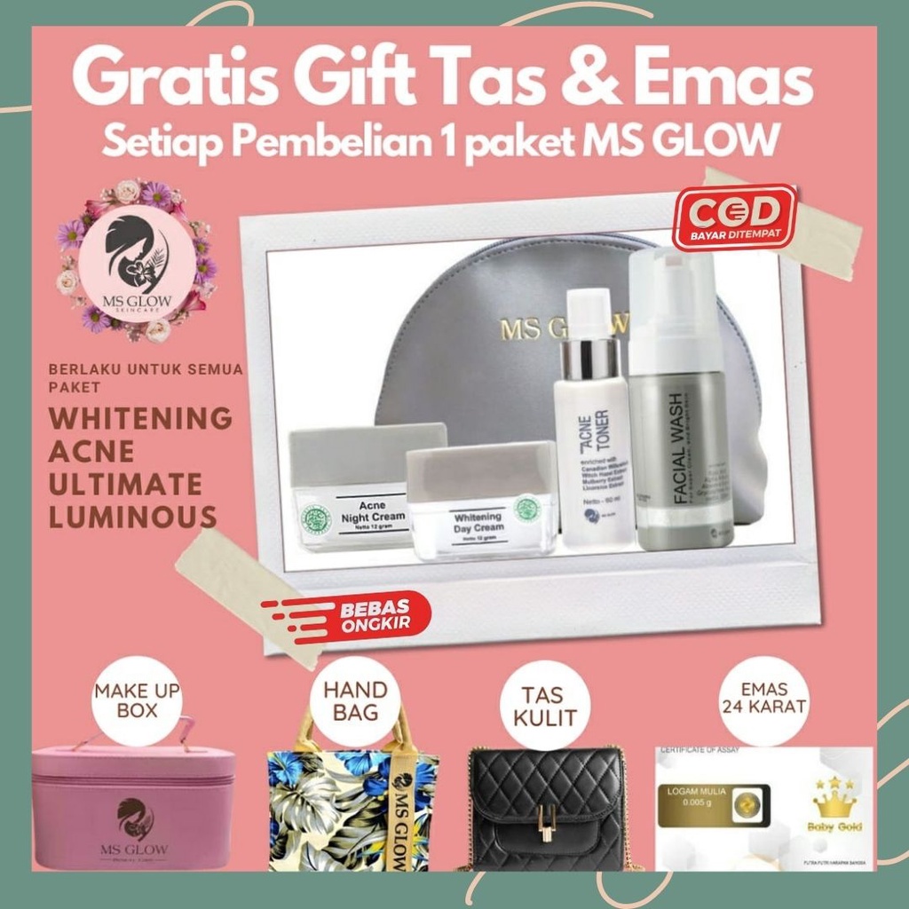 PROMO MS GLOW GRATIS TAS&EMAS FREE ONGKIR & BISA COD