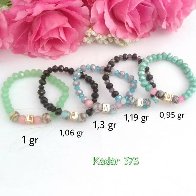 Gelang Kristal + Charm Huruf