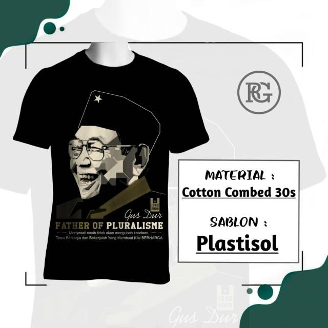 Kaos Dewasa Lengan Panjang Motif Gambar Foto Gusdur Bahan Adem Enak di Pakai