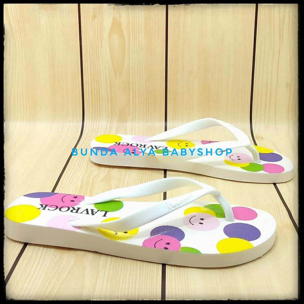 Sendal Jepit Wanita IMPORT Karet PUTIH Size 36 - 40  - Sandal Jepit Cewek Anti Licin SMILE Empuk NYaman Di Kaki