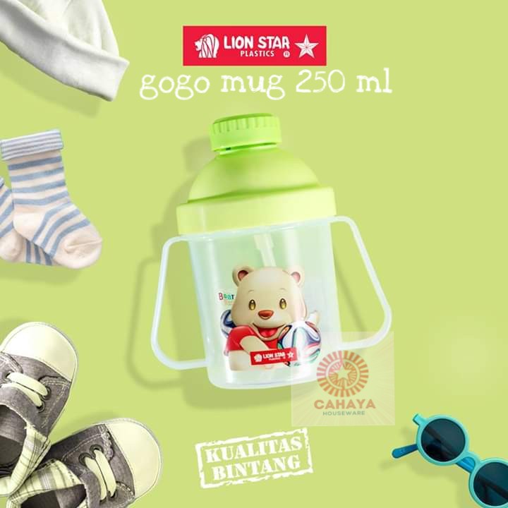 Botol Minum/ Botol Susu/ Botol + Sedotan LION STAR Gogo Mug 250ml GL-35 Dot Tempat Minum Bayi