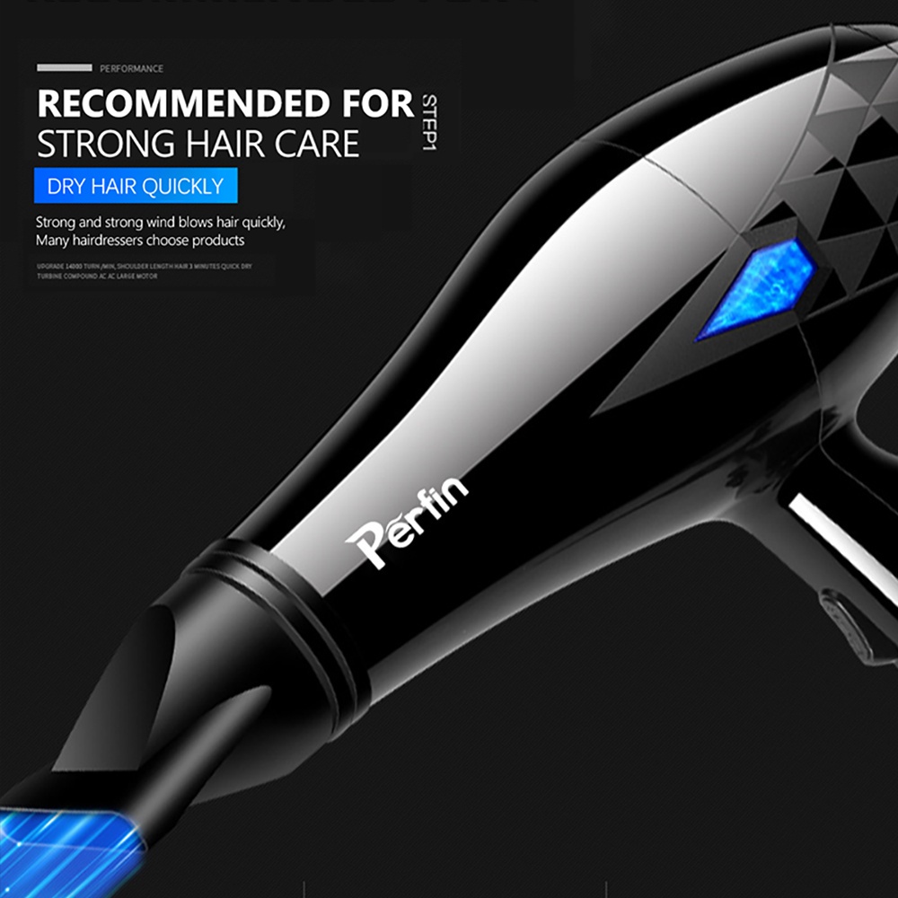 Perfin PFSH88 Hair Drayer 900W/Pengering Rambut Termurah Daya tinggi Hot and Cold Air-- Black