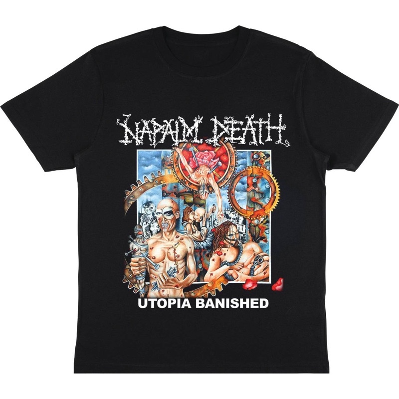 KAOS BAJU NAPALM DEATH - UTOPIA BANISHED | T-SHIR BAND NAPALM DEATH | BAJU BAND NAPALM DEATH HITAM P