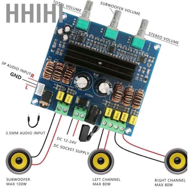 Modul Subwoofer Amplifier Stereo Tpa3116D2 2x80w+100w 2.1 Channel 14~100khz