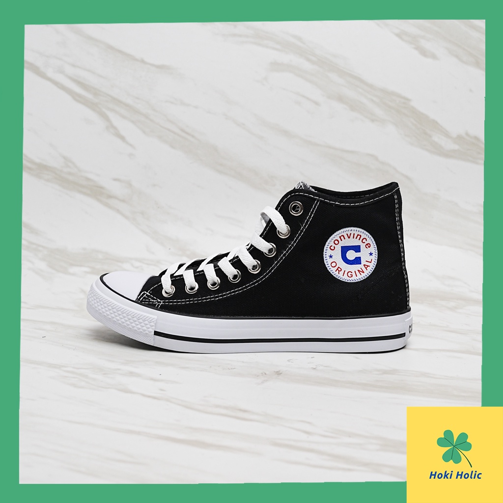 Sepatu Convince High Black White - Sepatu Sneaker Canvas Convince - Sepatu Kanvas Unisex