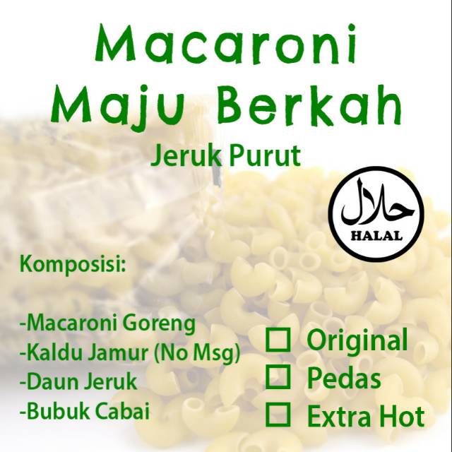 

Makaroni goreng maju berkah jeruk purut