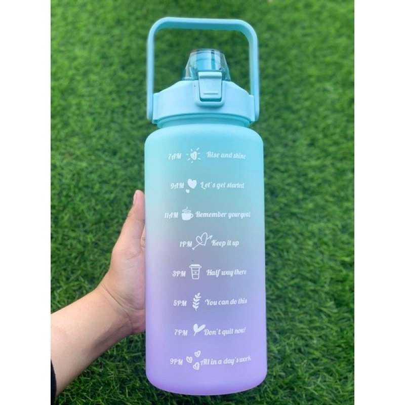 Model Terbaru Botol Minum Jumbo 2 Liter Motivational Water Warna Gradiasi Free buble warp