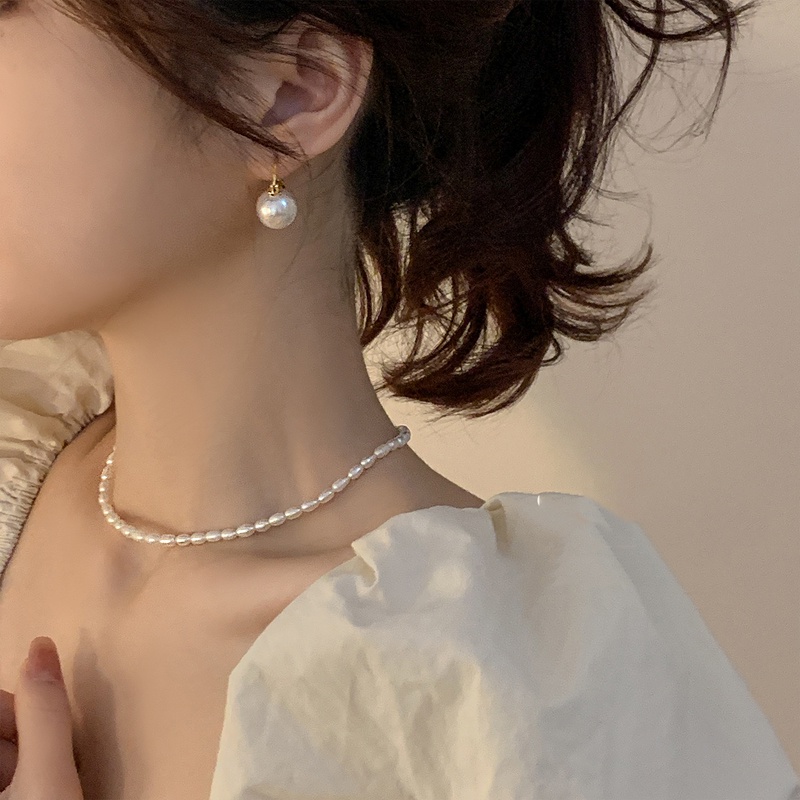 Roselife 1 Pasang Anting Hoop Mutiara Besar 12mm Gaya Korea Untuk Wanita