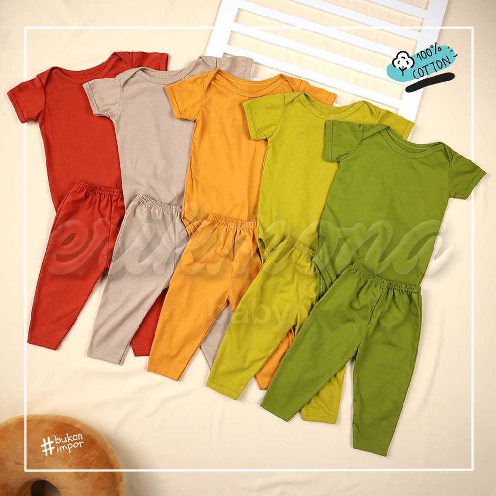 baju bayi jumper bayi polos autumn series warna earth tone comfy set murah