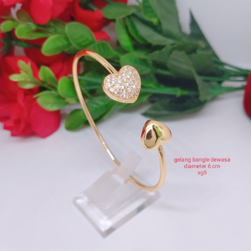 Gelang Tangan Bangle Fleksibel Wanita Titanium Xuping Perhiasan Aksesoris Fashion Lapis Emas Anti Luntur